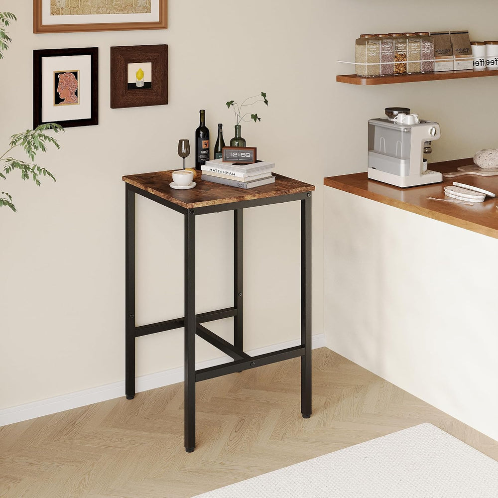 Lutown-Teen Square Bar Table, High Top Table - Industrial Metal Frame for Sma...