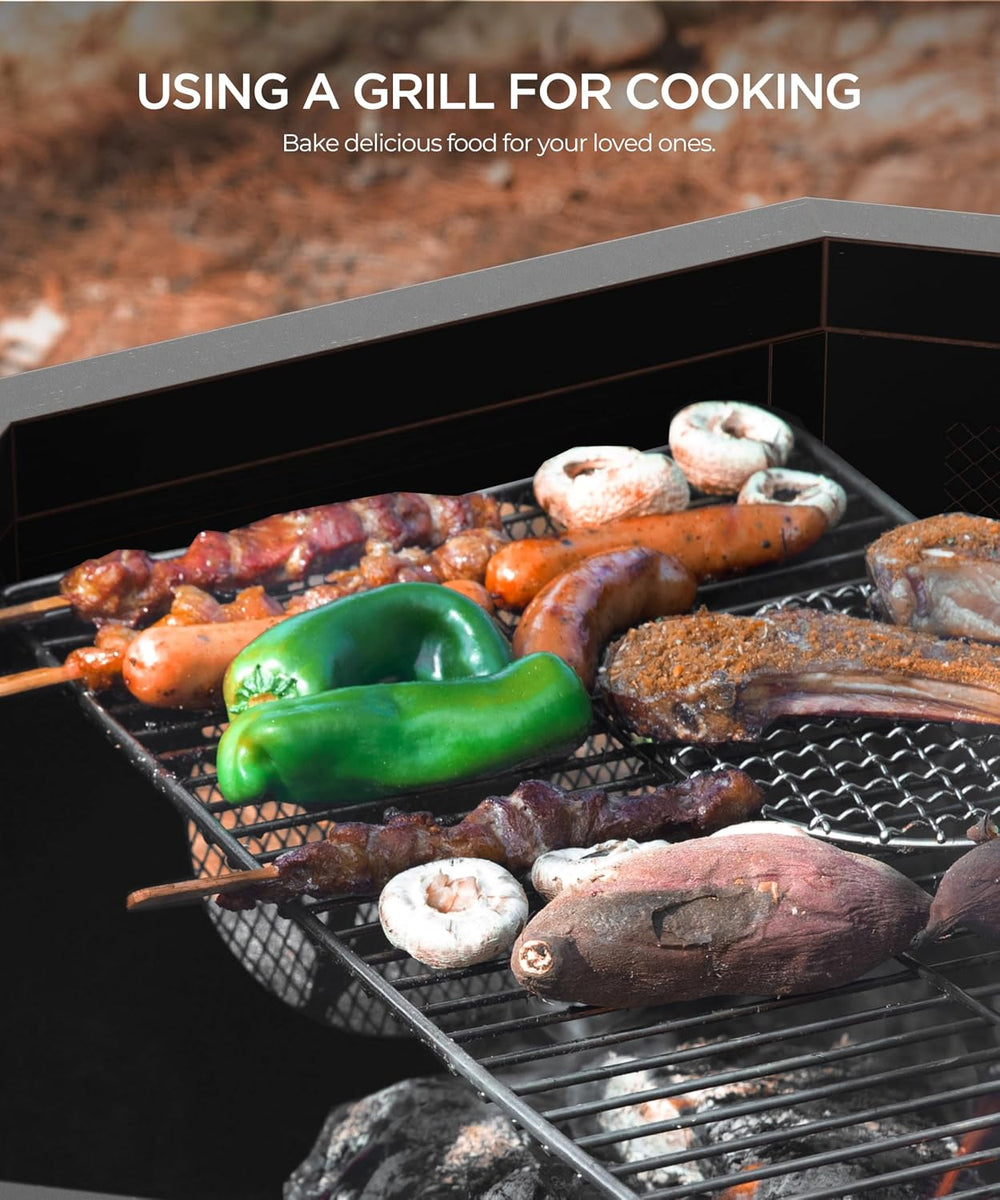 43 inch Fire Pit, Outdoor Fire Pits with Cooking Grill, Wood Burning Fire Pit...