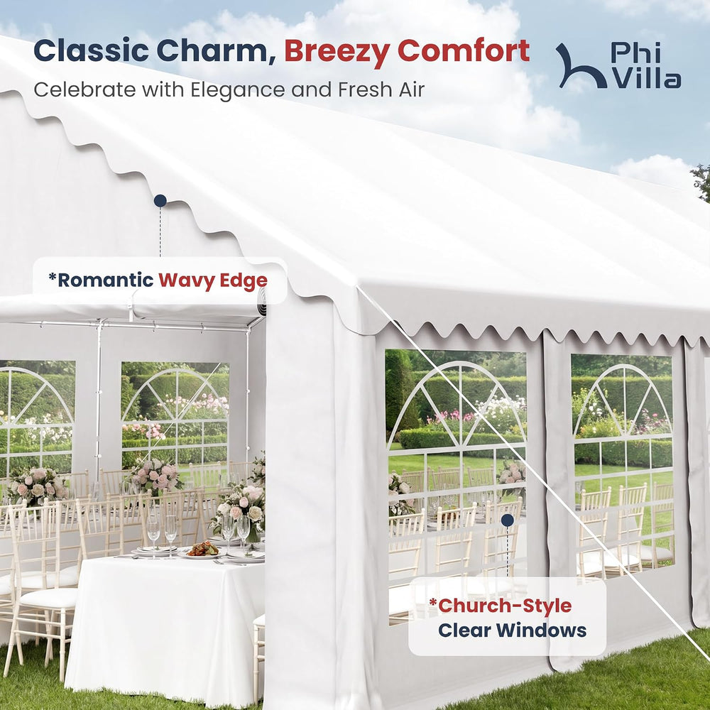 PHI VILLA Party Tent 16x32ft, Heavy Duty Wedding Events Tents for Parties