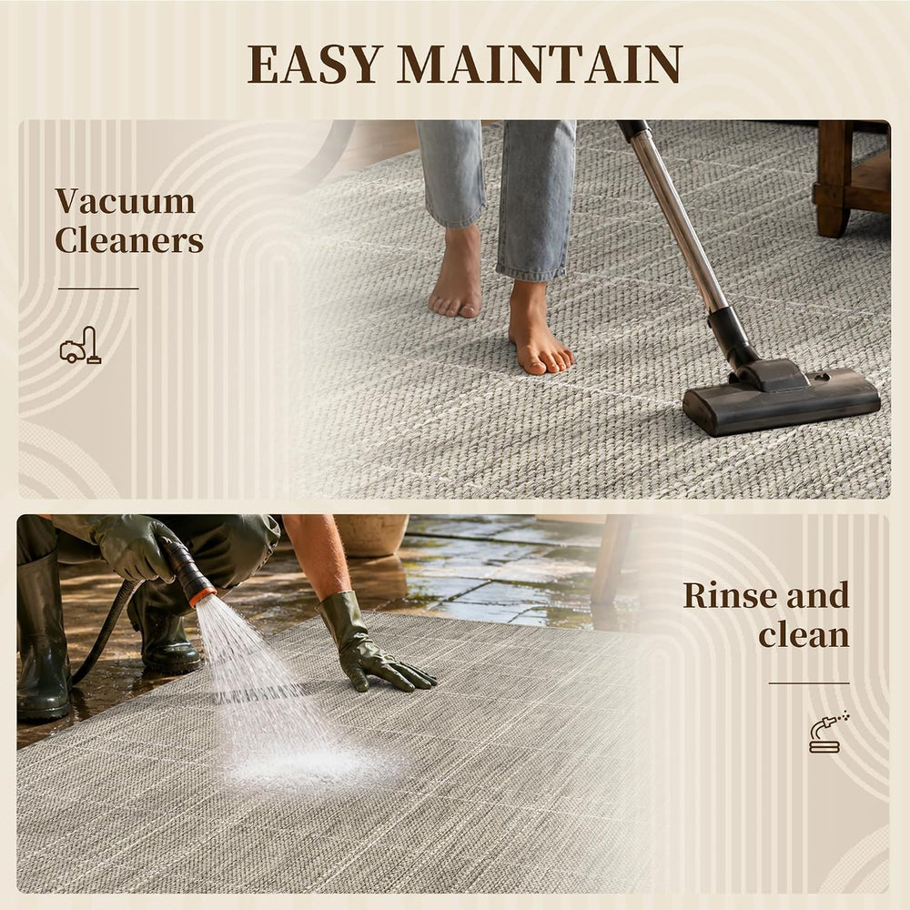 PADOOR-Grey Outdoor Rug-Patio Rug 8x10 ft Polypropylene Indoor Outdoor Rugs O...
