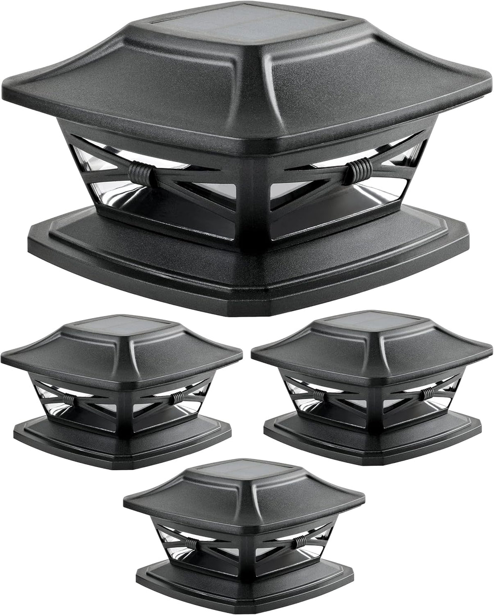 Davinci Flexfit Solar Outdoor Post Cap Lights, 4x4 5x5 6x6, Bright LED, 4PK