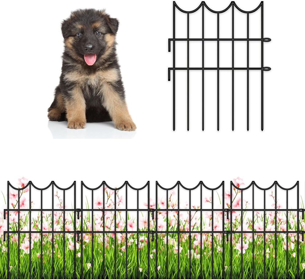 ShopLaLa Decorative Fences (25 Panels) 12in(L) x 16.5in(H) Rustproof Black Me...