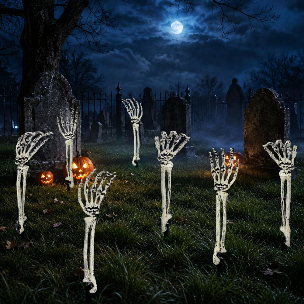 Halloween Outdoor Decorations, 8 PCS Groundbreaker Skeleton Hands Stakes