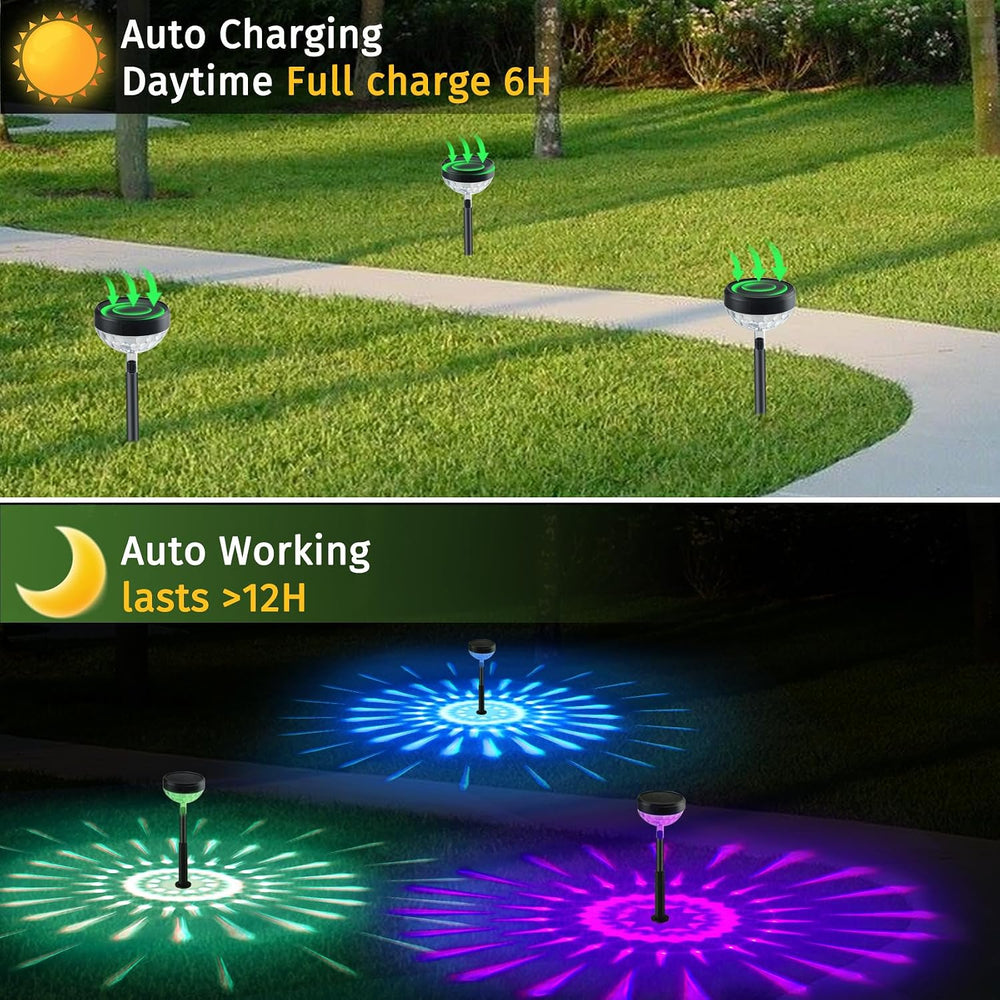 JNOEC 12Pack Solar Pathway Lights Outdoor, Color Changing+8 Fixed Color (Warm...