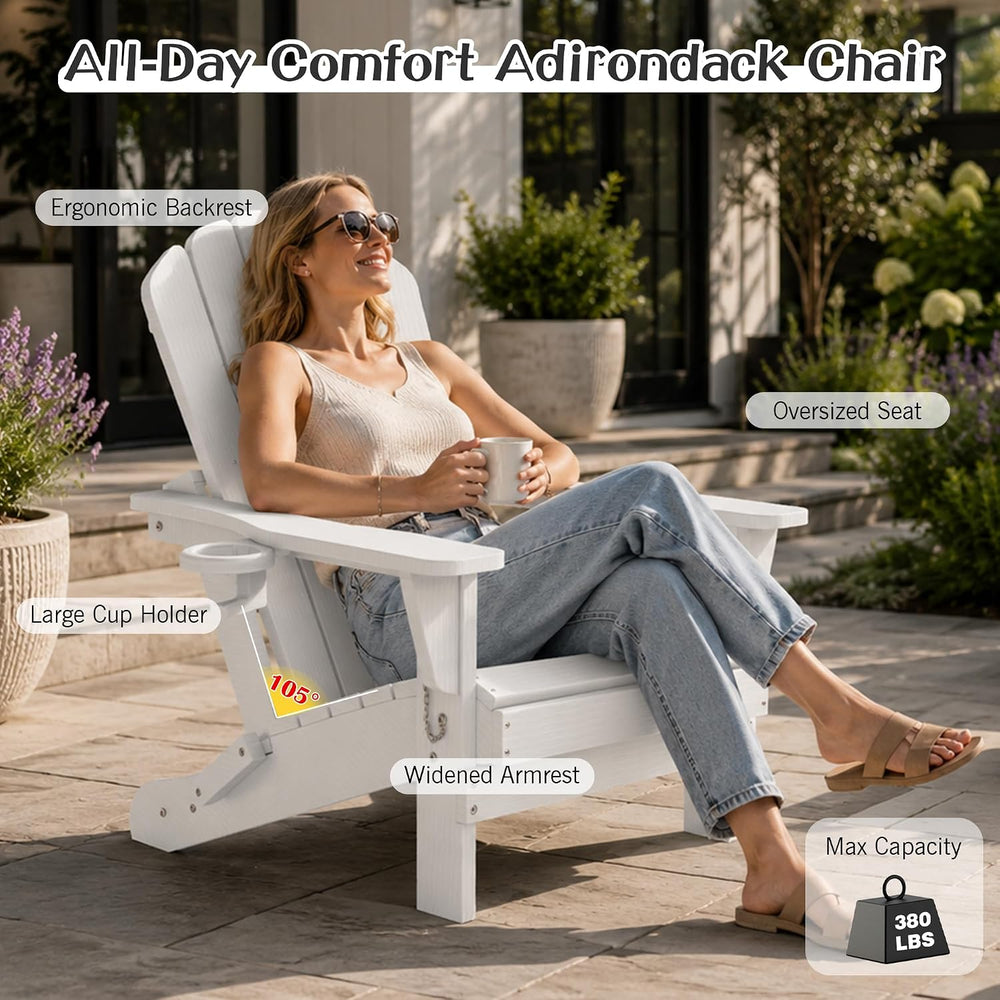 Domi Folding Adirondack Chair Set of 8, HDPE All-Weather Adirondack Chairs wi...