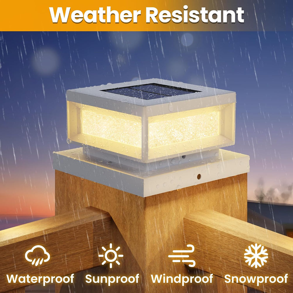 Mlambert 8 Pack Solar Post Lights, 4x4 6x6 Wood/Vinyl Fence Cap, White