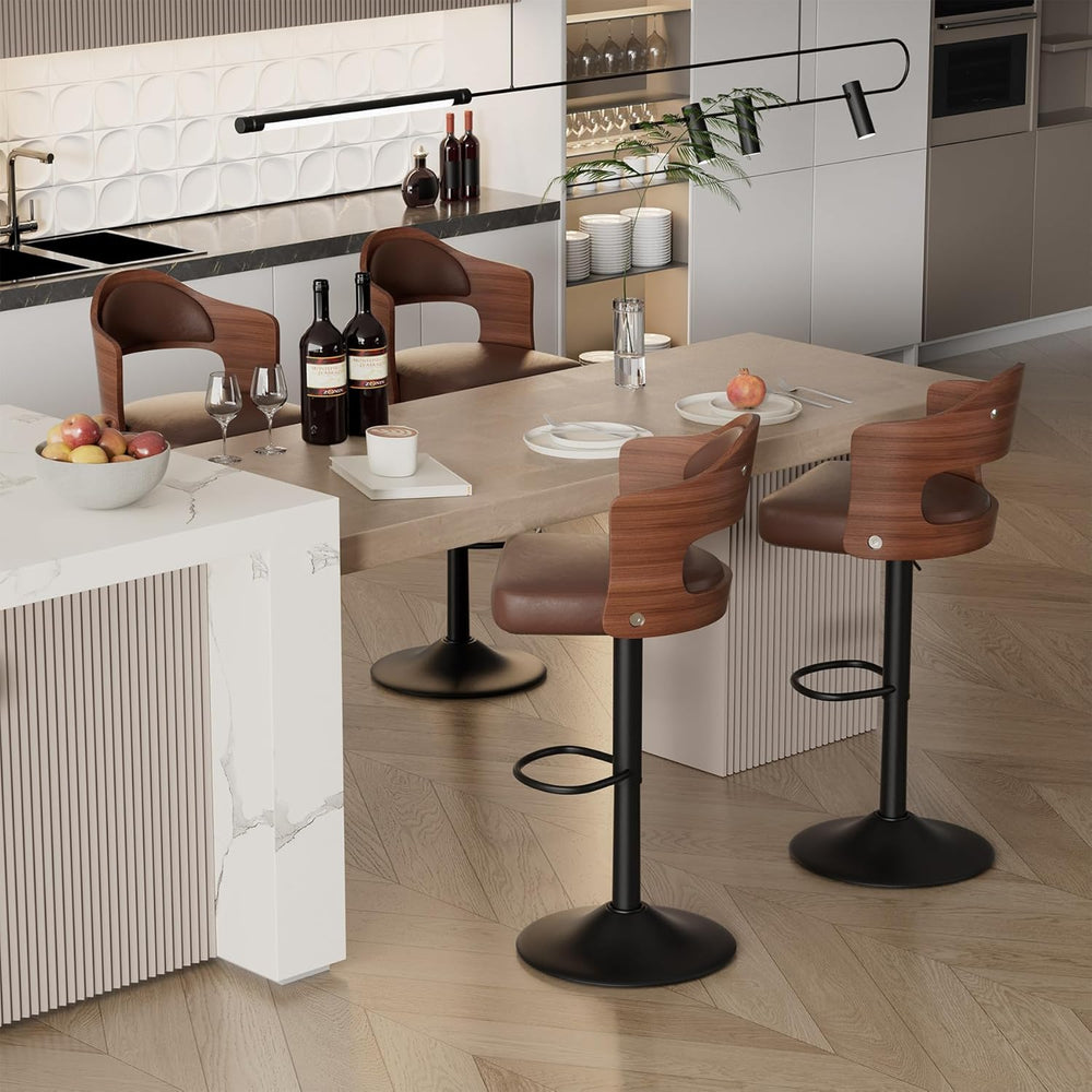 Swivel Bar Stools Set of 4,Bentwood Adjustable Height Barstools