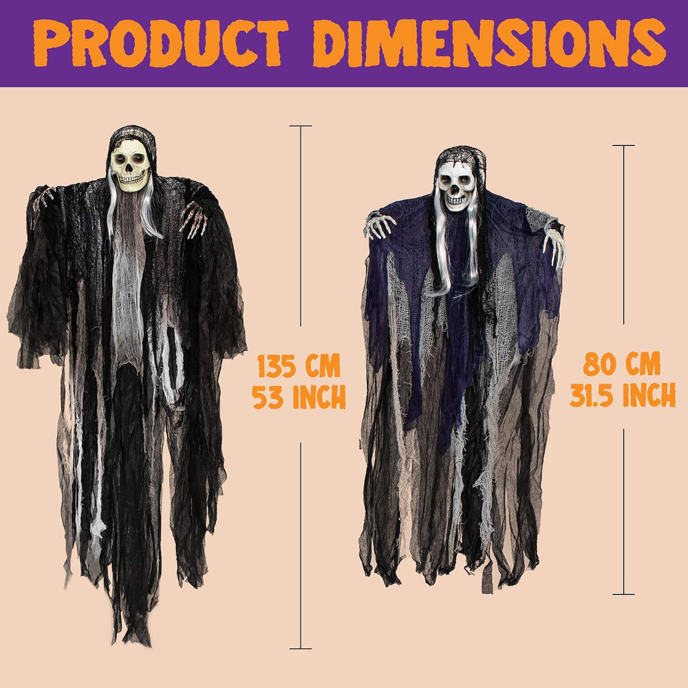 JOYIN 3 Pack Hanging Halloween Skeleton Ghosts Decorations, Grim Reapers for ...