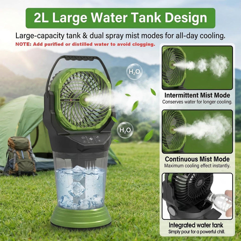 Portable Misting Fan with Remote, 2L Water Tank & 2 Spray Modes, 30000mAh...