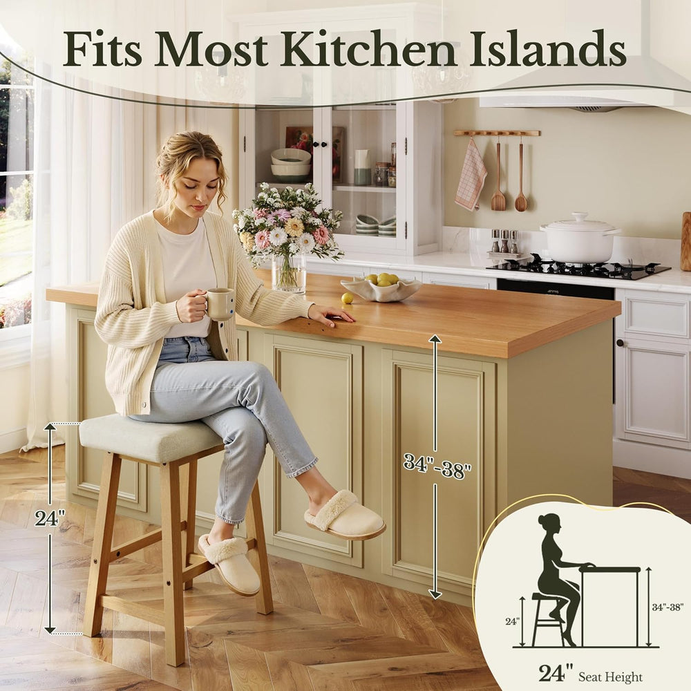 Yaheetech 24 Inch Counter Height Bar Stools Set of 3 Backless
