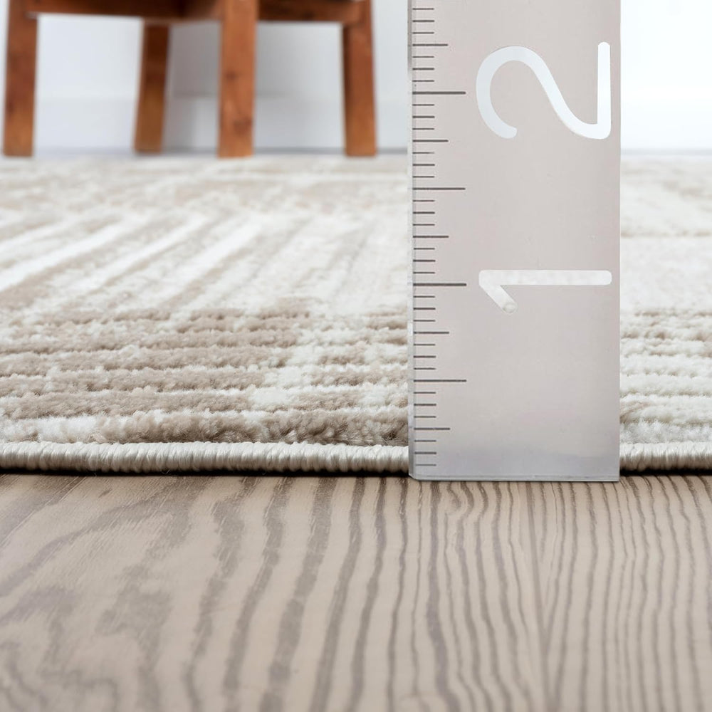Abani Cream Area Rug for Living Room, Bedroom -Mid-Century Modern- 5' x 8...