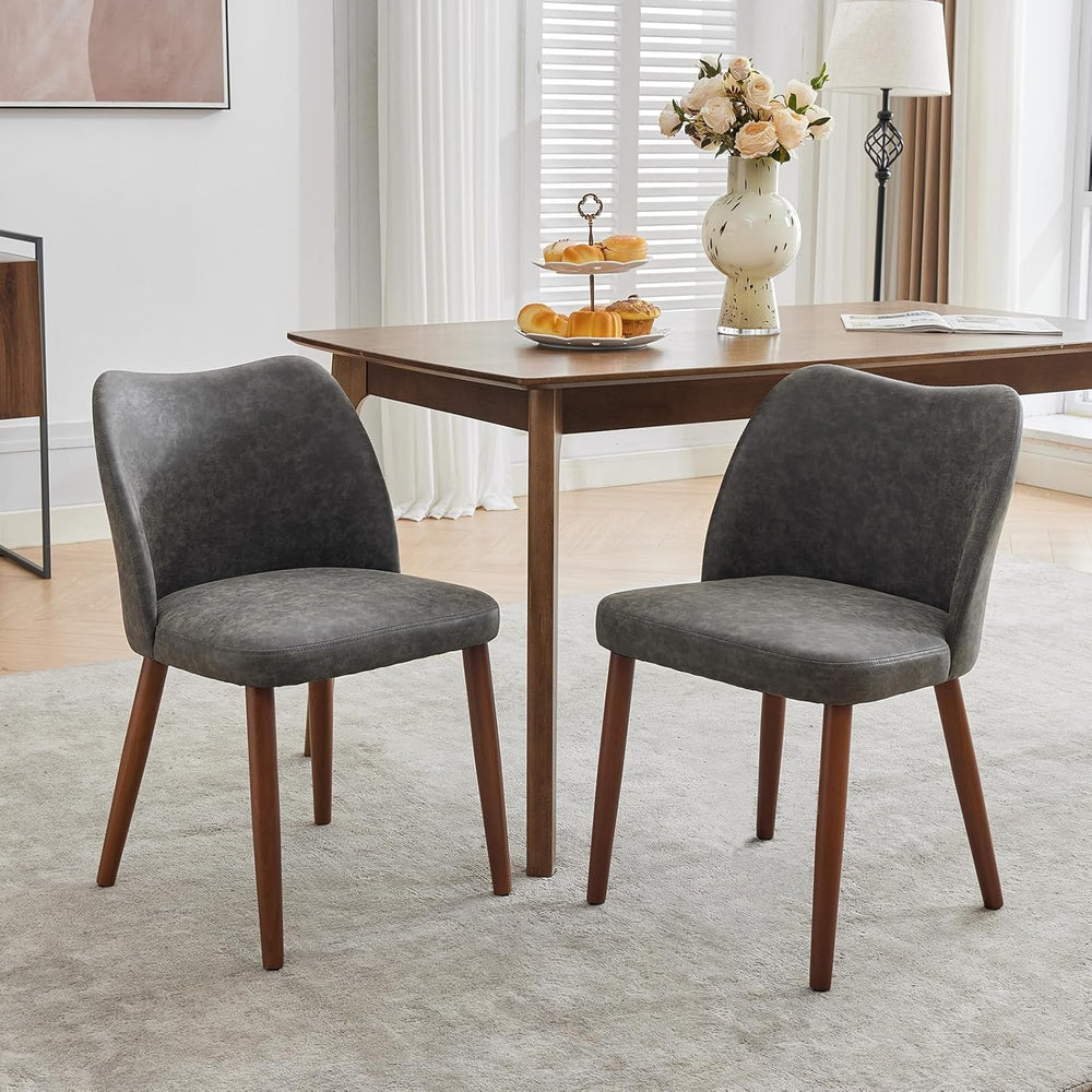 GarveeHome Wooden Dining Chair Set of 4 Upholstered Leather Dining Chair