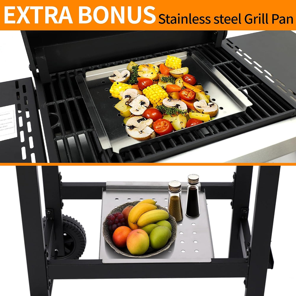 3-Burner Propane Gas Grill with Cast Iron Grate - 30000 BTU Output & Easy...