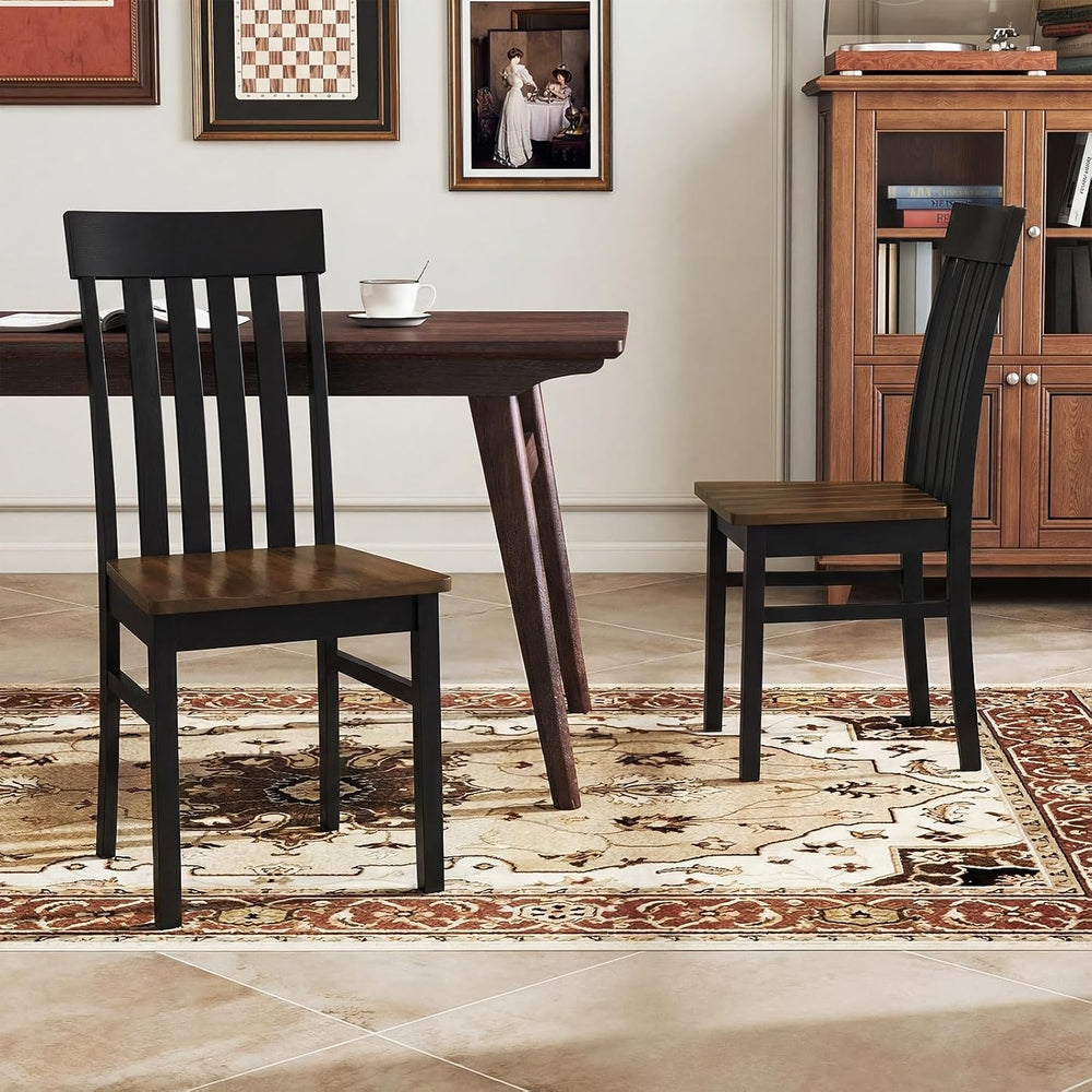 GIANTEX Wooden Dining Chairs Set of 4, Hollowed Backrest & Rubber Wood Seat