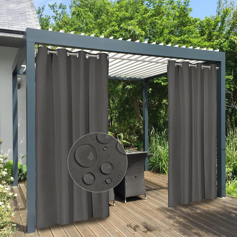 Easy-Going 100% Waterproof Outdoor Curtains 54x96 inch, Dark Grey