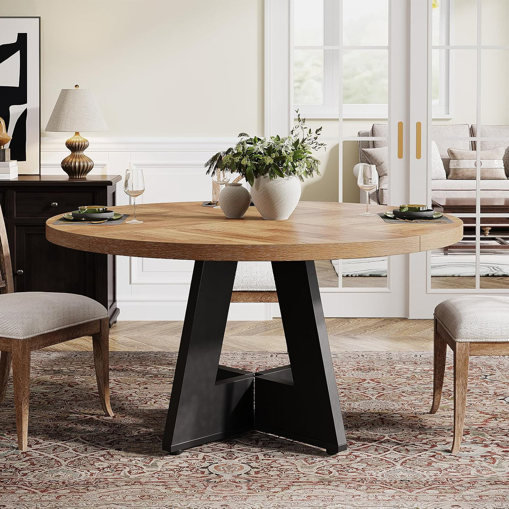 Tribesigns 47 inch Round Dining Table Wood Kitchen Table for Dining Room, 47&...