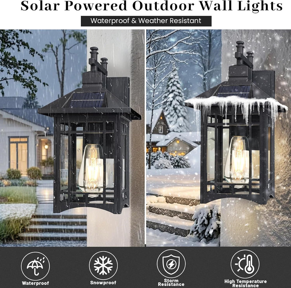 Solar Outdoor Wall Light,Exterior Lighting fixtures,Modern Black Exterior Lig...