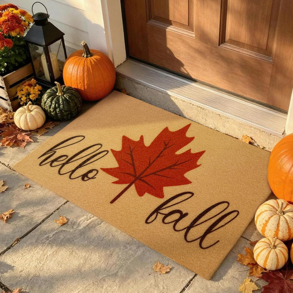 Hello Fall Door Mat, Non Slip Front Welcome Mat Outdoor Indoor 24x36