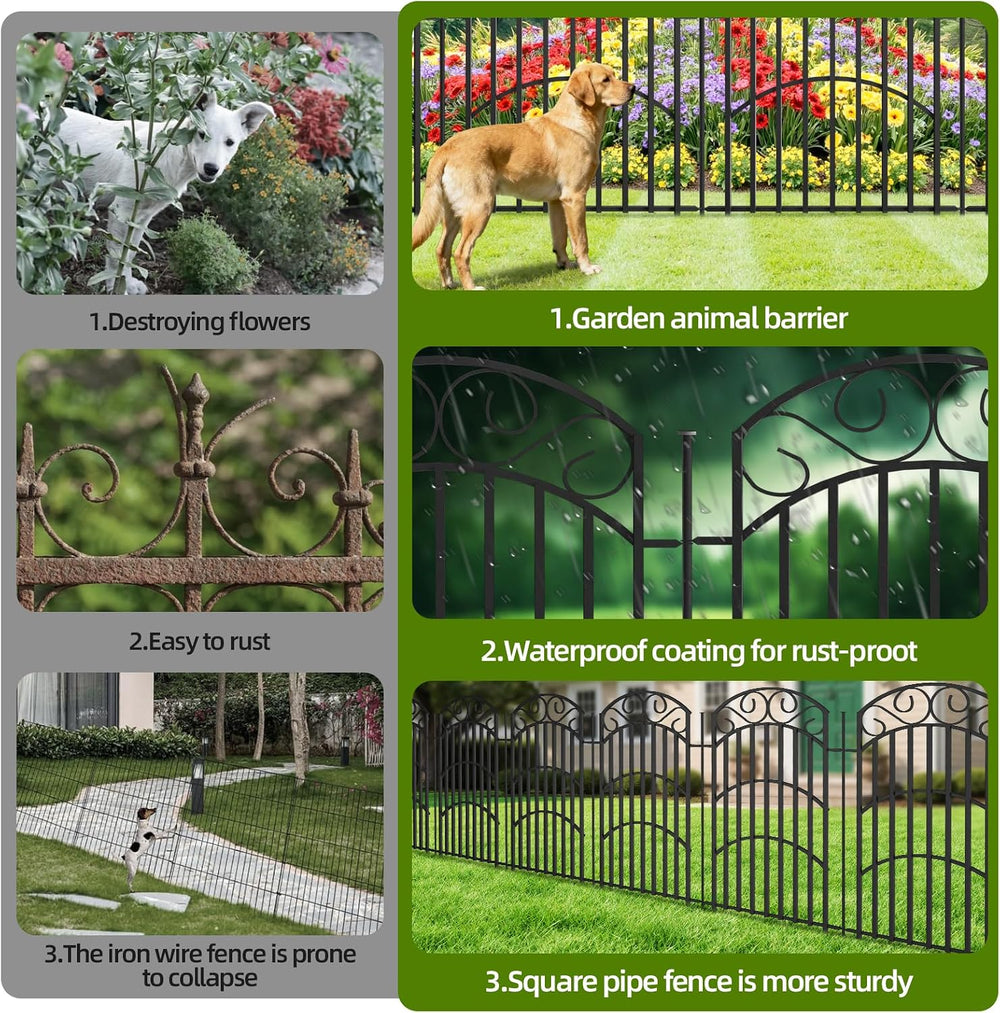 Decorative Garden Fence, 40in H x 18ft L, 8 Panels
