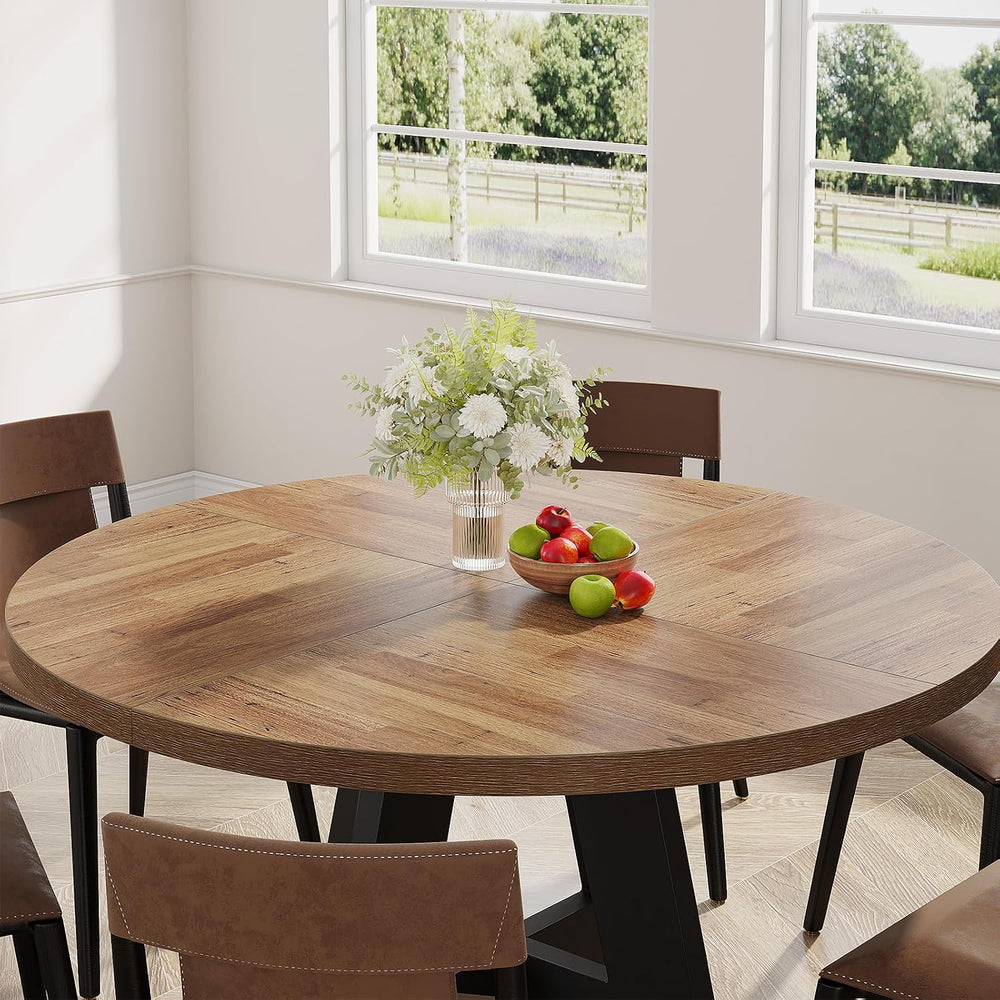 Tribesigns 47 inch Round Dining Table Wood Kitchen Table for Dining Room, 47&...