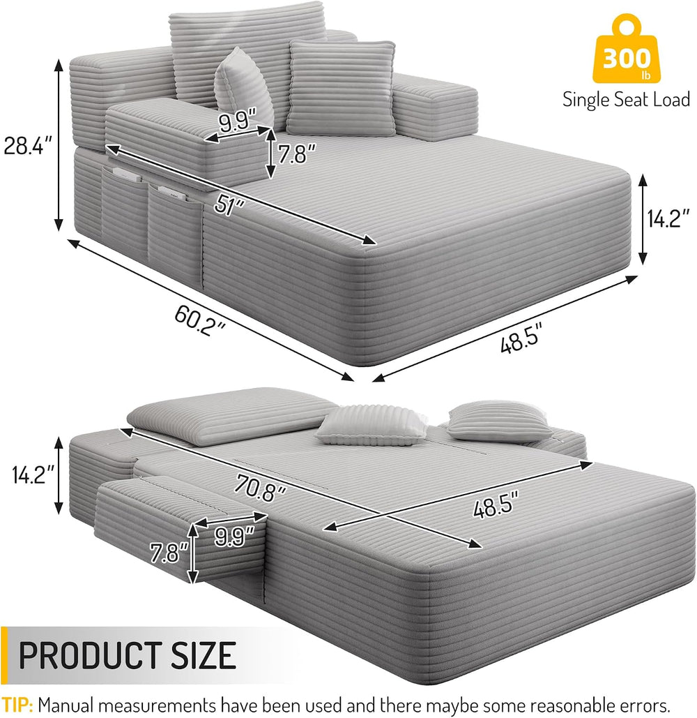 Avenix 70" Oversized Boneless Chaise Lounge Chair Indoor, Comfy Oversize...