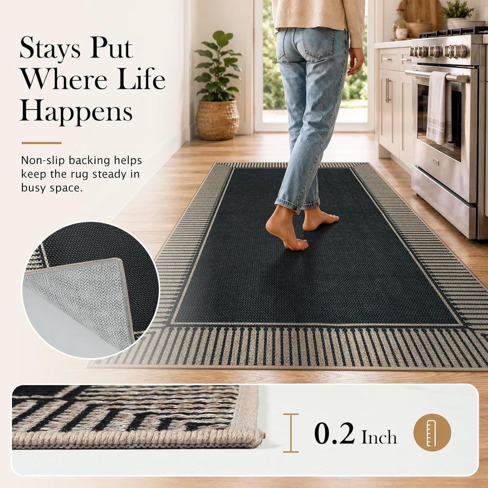 Moynesa Striped Border Easy Jute Outdoor Rug 5x7 Area Rugs for Living Room, W...