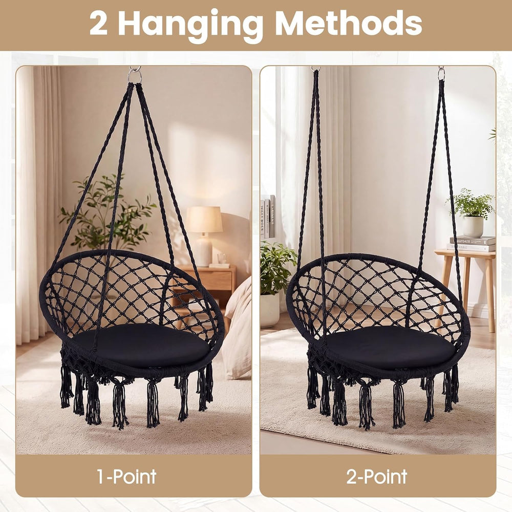 Happygrill Hammock Swing Chair with Round Seat Cushion