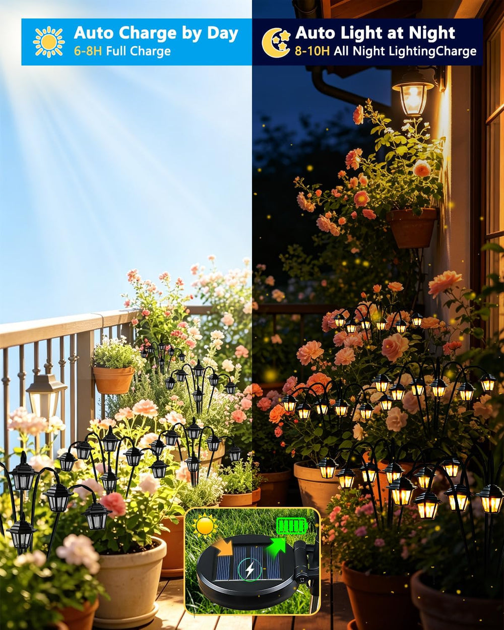 OZS 6 Pack Solar Garden Lights Outdoor, Warm White