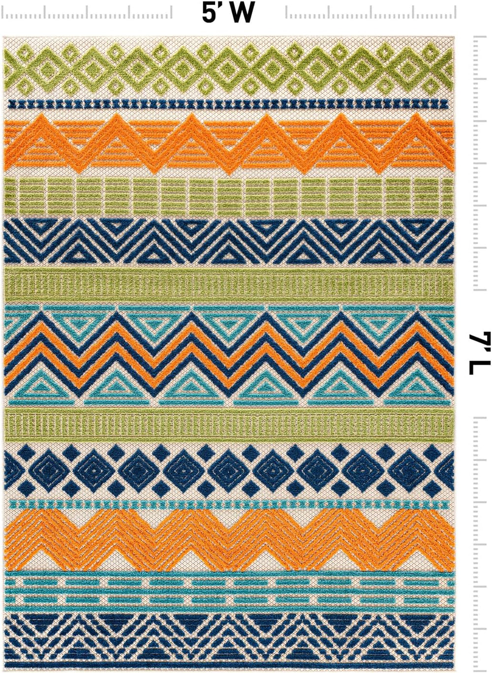 Rugshop Marbella Indoor/Outdoor Contemporary Boho Area Rug Multi 5' x 7'