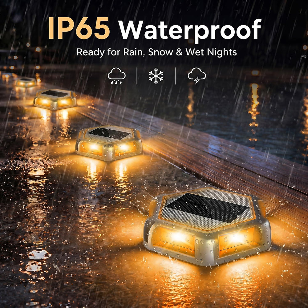 Solar Dock Lights, Solar Driveway Deck Lights, Warm White 12 Packs