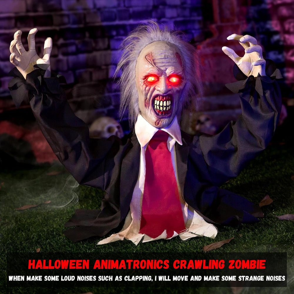 Halloween Decorations Animatronic Zombie Groundbreaker, Horror Animated Zombi...
