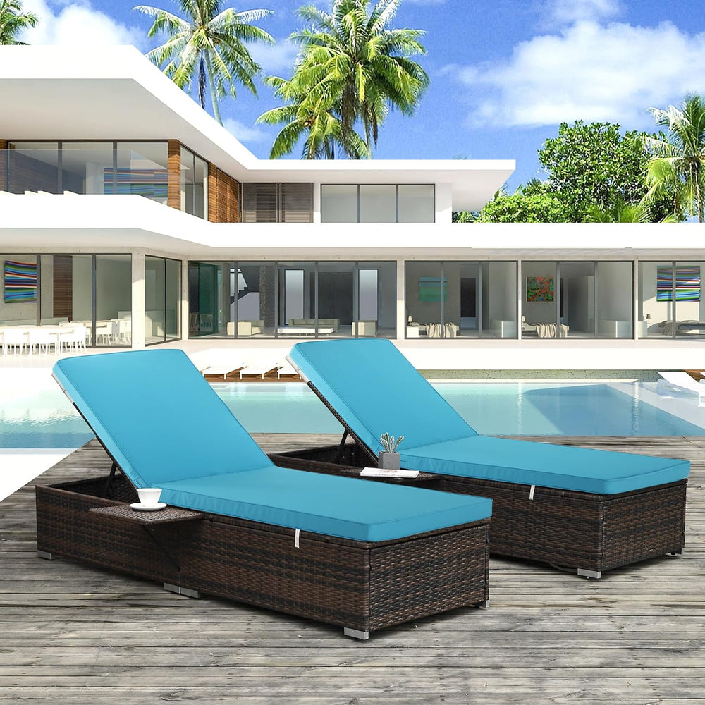 Chaise Lounge Cushions Outdoor Set of 2, 72x21x3 Inch, Teal