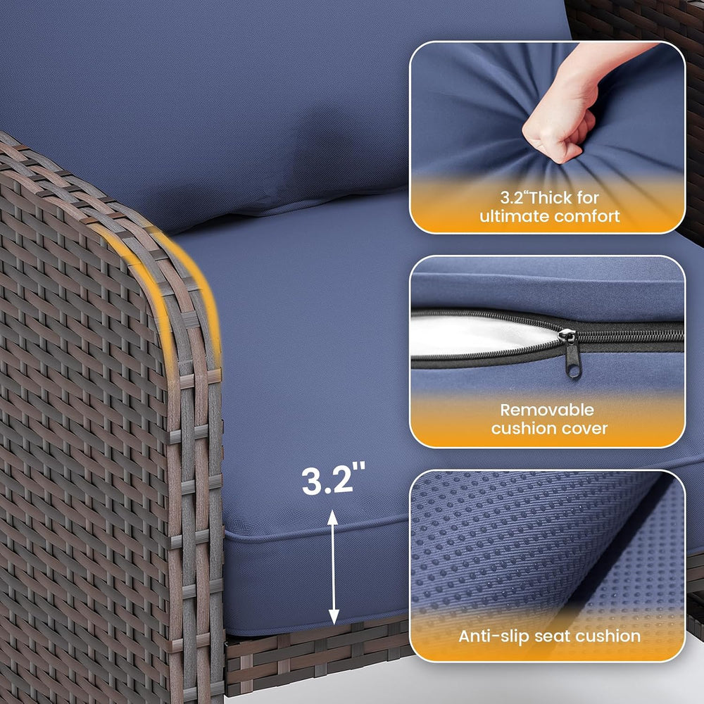 UDPATIO Balcony Furniture, Space-Saving Patio Chairs with Ottoman