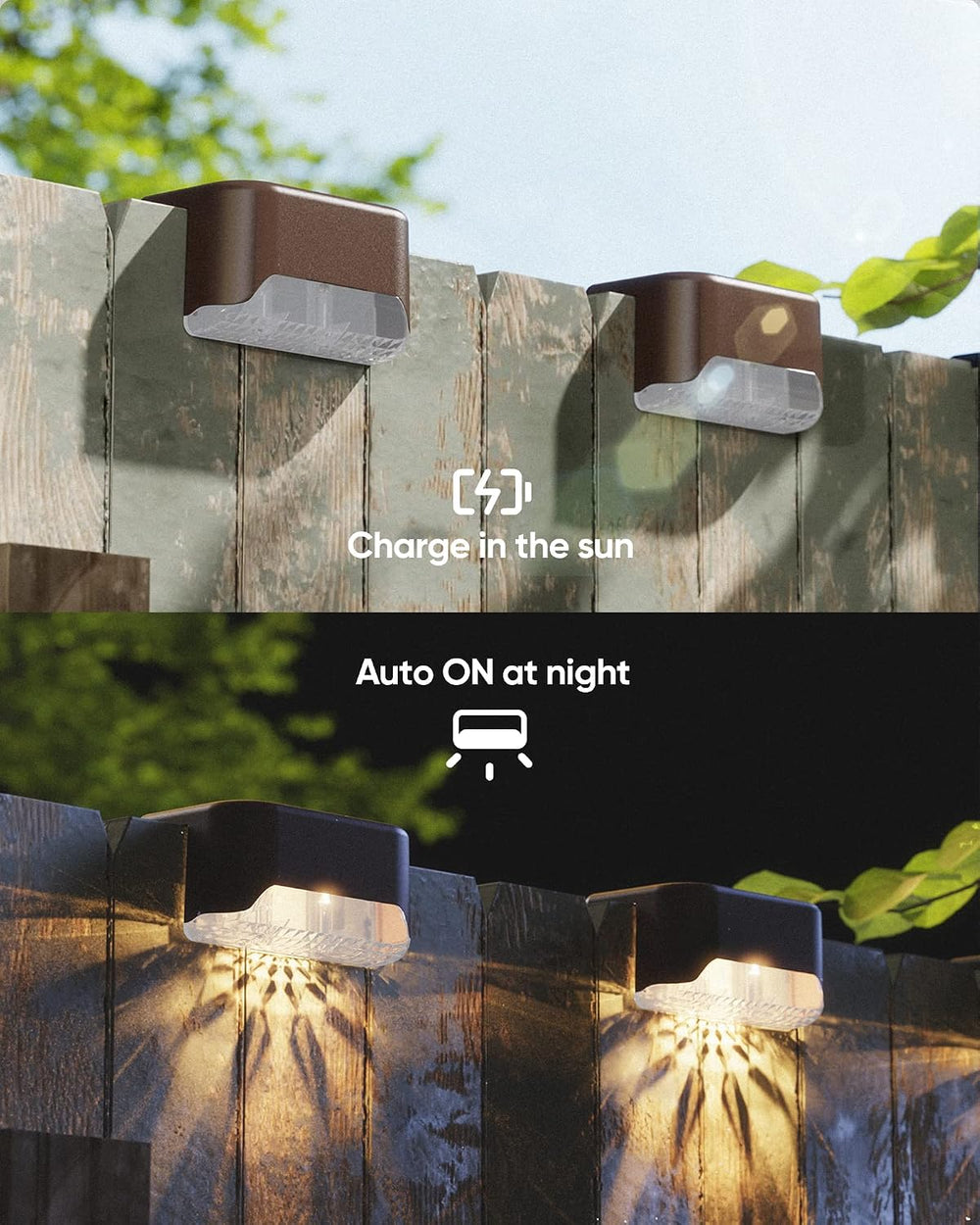 JACKYLED Solar Deck Lights, 16 Pack IP65 Waterproof Fence Step Light Brown