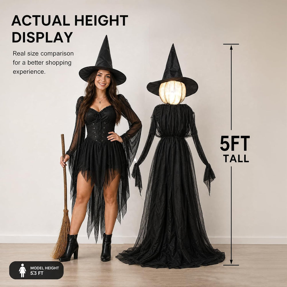 NEROSUN Halloween Witches Decorations Outdoor, 5 FT Set of 3 Light Up Holding...