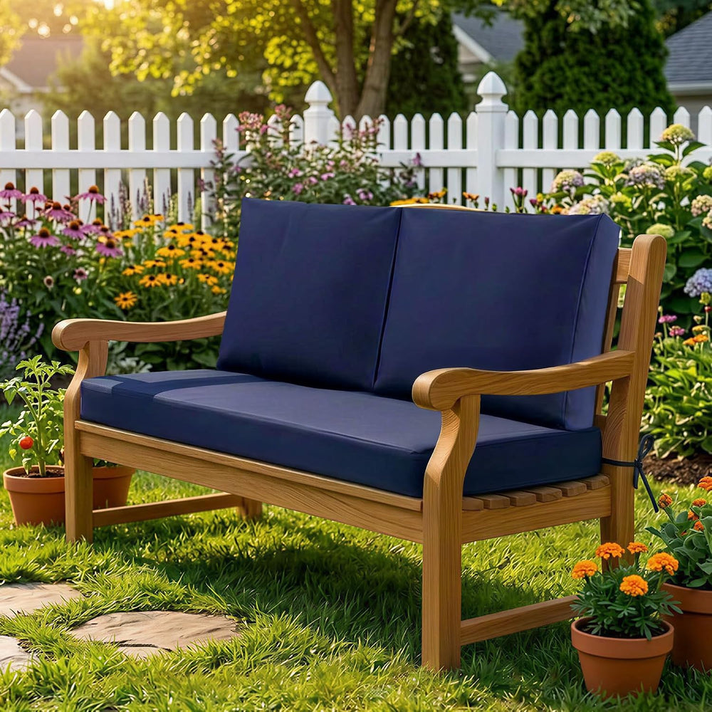 Outdoor Loveseat Cushions, 46×26×4 Inch, Waterproof, Navy Blue