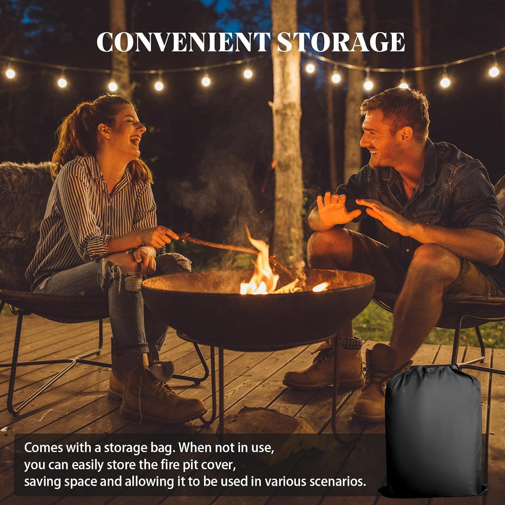 51-74.8" Round Fire Pit Cover Heavy Duty 600D Oxford Waterproof Outdoor ...
