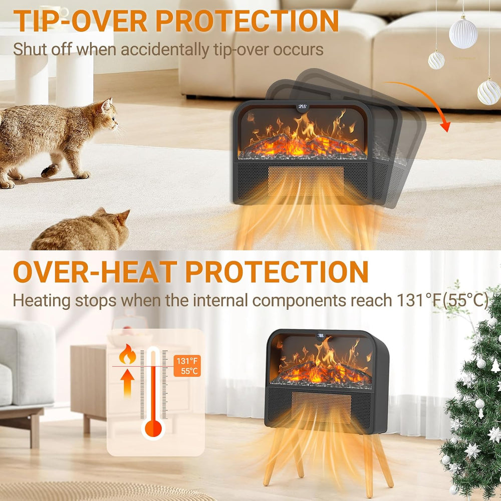 Electric Fireplace Heater, Ultra-Thin Electric Fireplace Stove with Realistic...