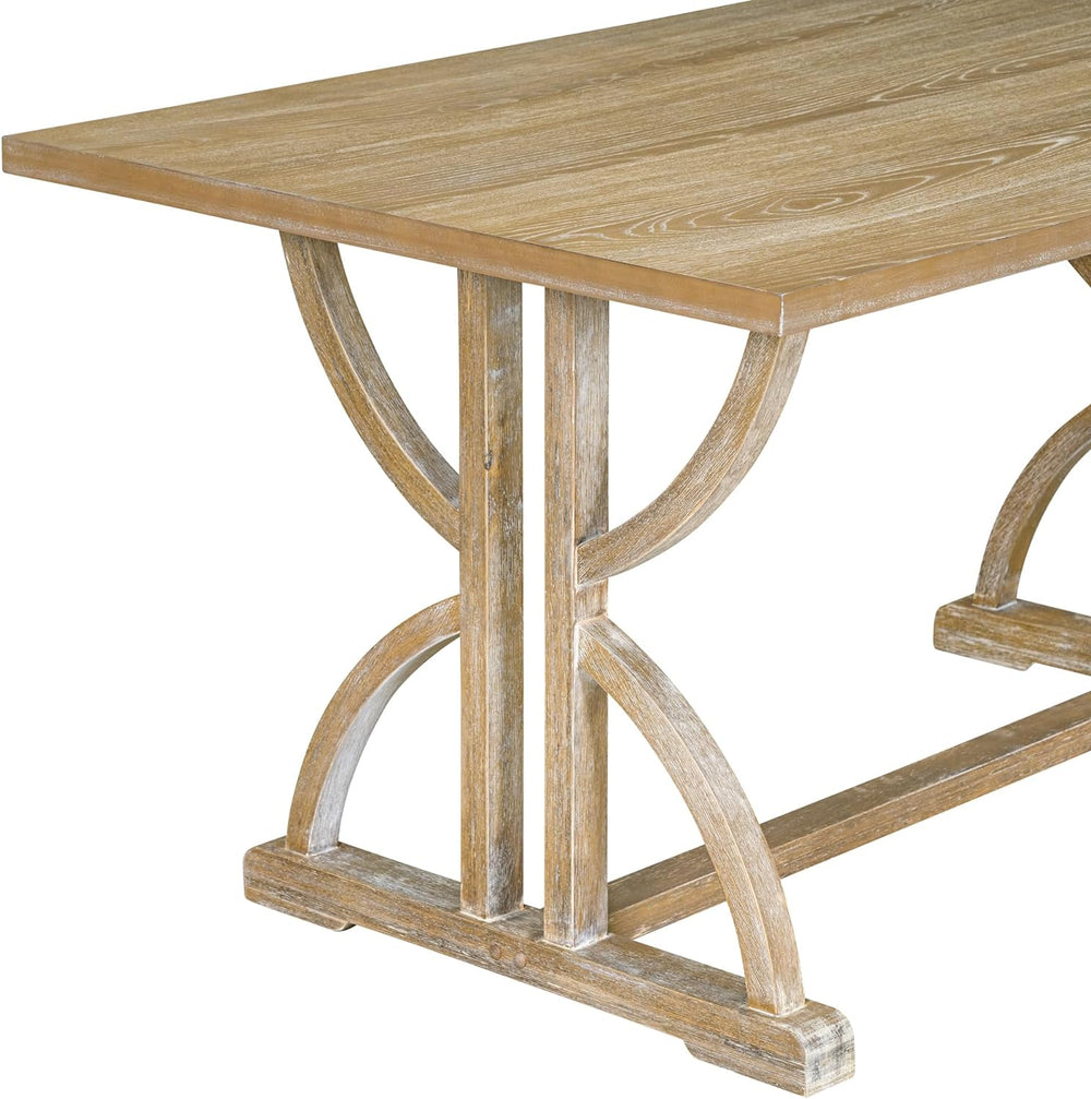 Merax 6-Piece Solid Wood Dining Table Set for 6, Wood Rectangular Kitchen Tab...