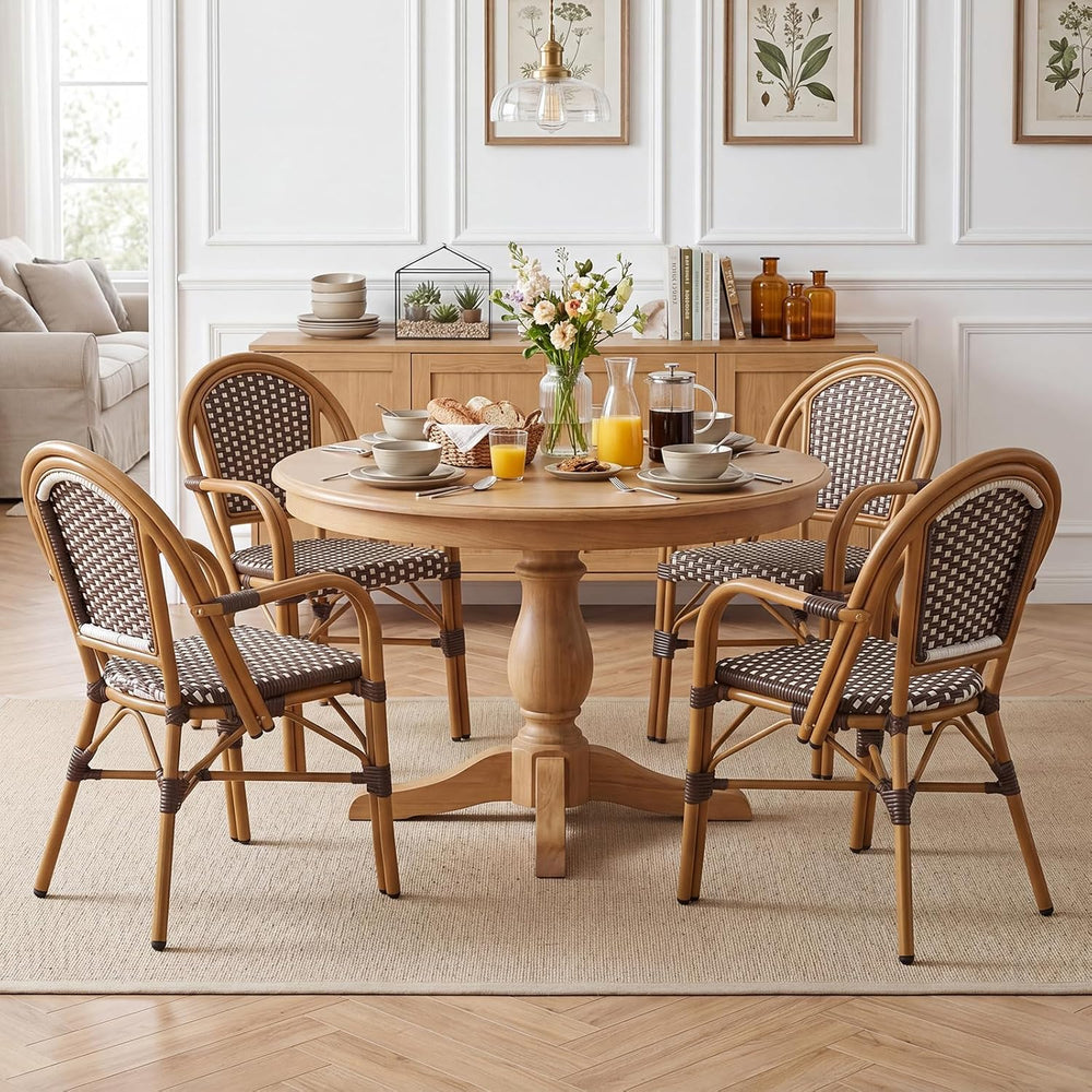 Tangkula Wicker Patio French Bistro Dining Chairs Set of 4