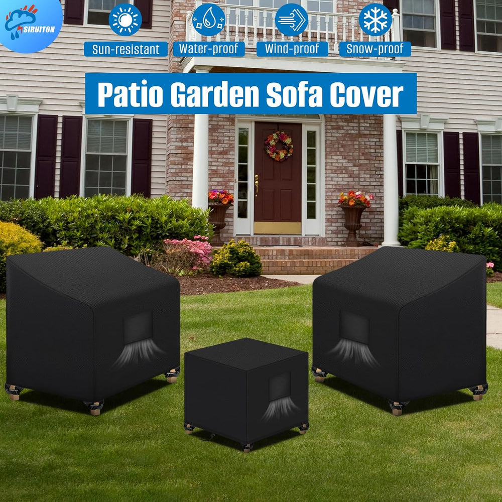 SIRUITON 3 Piece Outdoor Veranda Patio Garden Furniture Cover Set