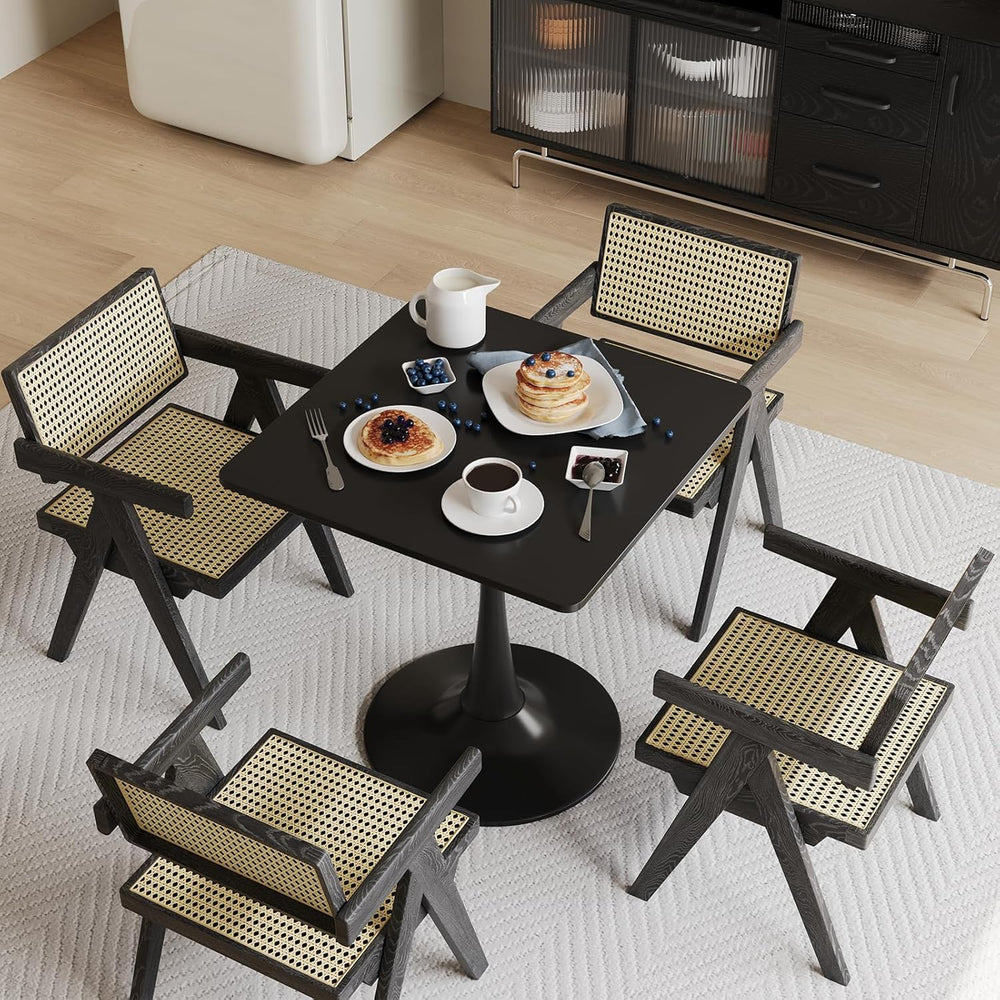 24 inch Black Small Dining Table for 2 or 4 person,24x24 Square Tulip Table