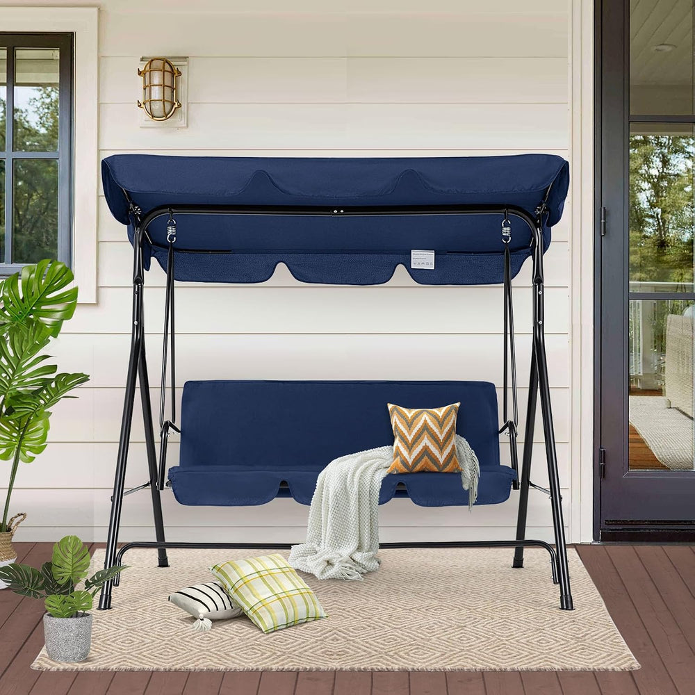 Esright Patio Swings Outdoor, 3-Seat Glider Porch Bench with Removable Cushio...