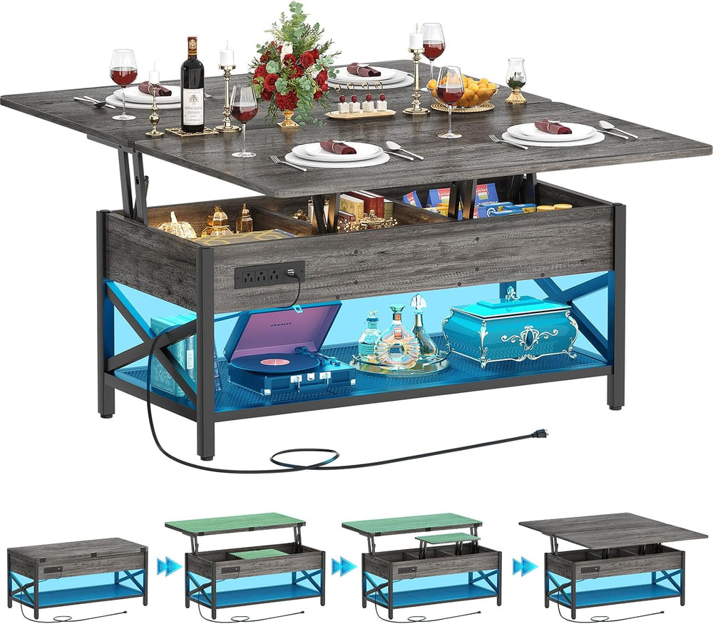 Aheaplus Coffee Table Lift Top Multi-Function Coffee Table Converts to Dining...