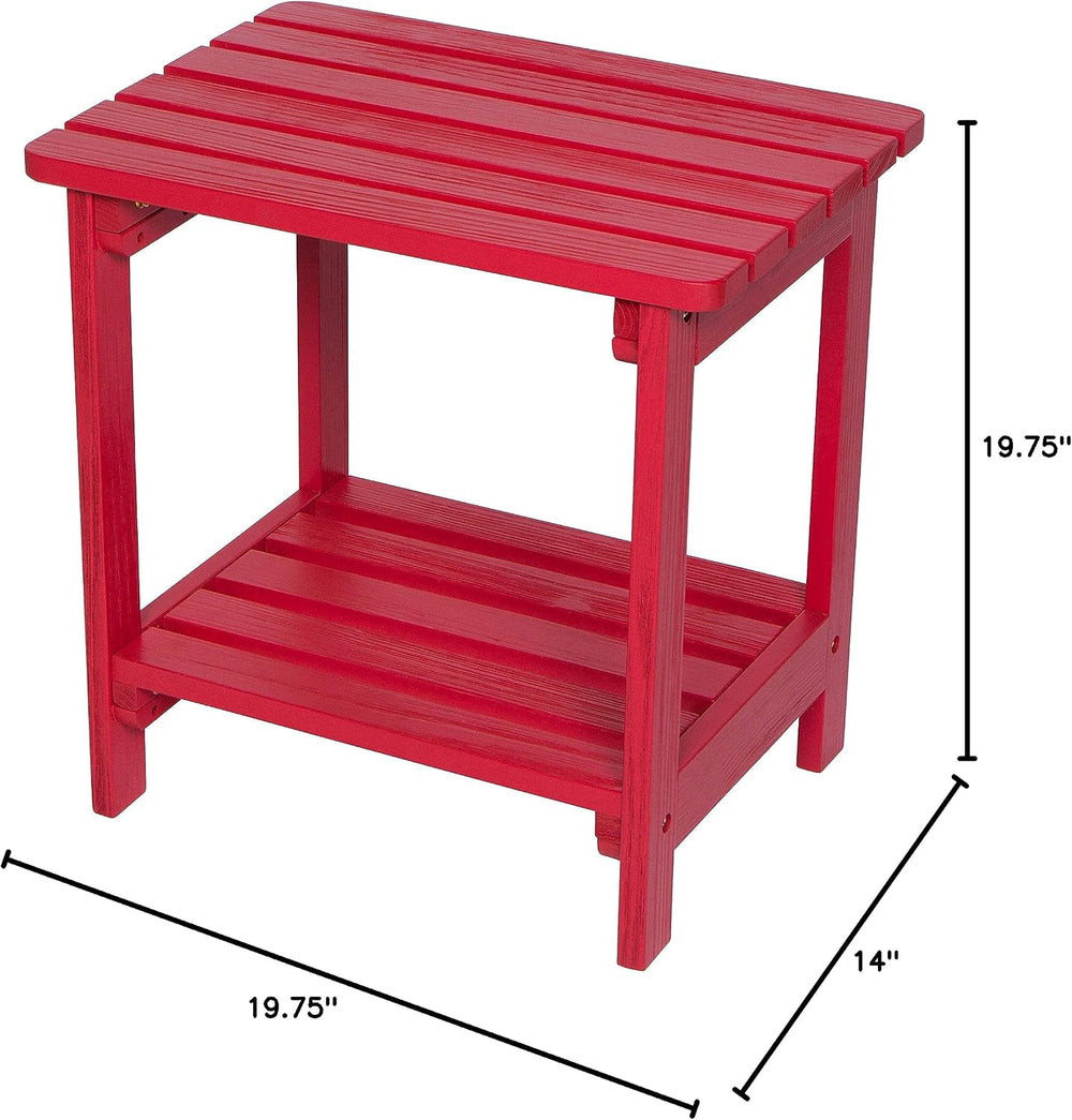 Shine Company Providence Rectangular Solid Wood Side Table, Outdoor Adirondac...