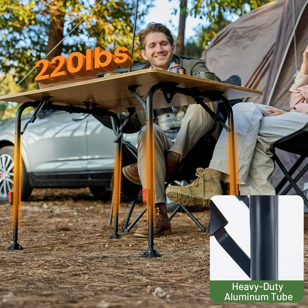 TIMBER RIDGE Bamboo Folding Camping Table, Portable RV Picnic Table