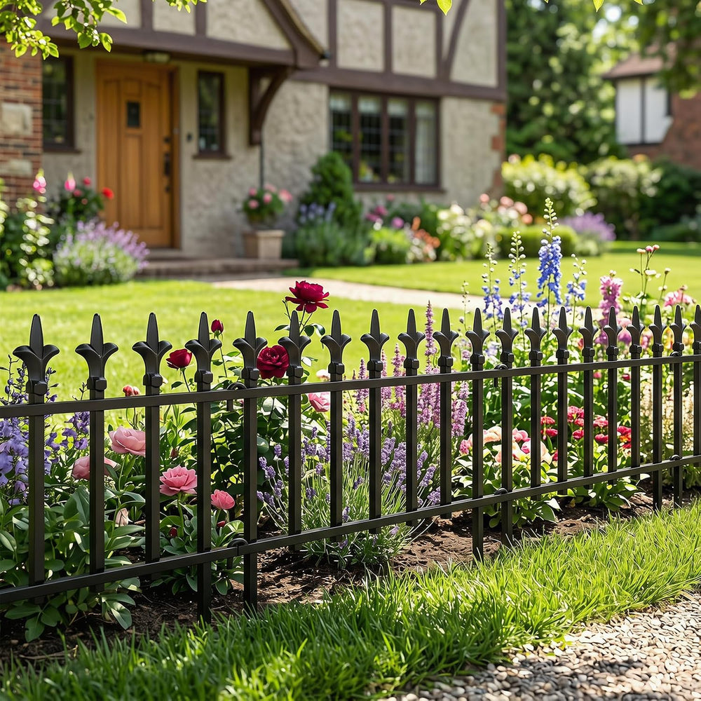 GIANTEX 10 Panels Decorative Metal Garden Fence, 18 FT, No Dig, Heavy Duty