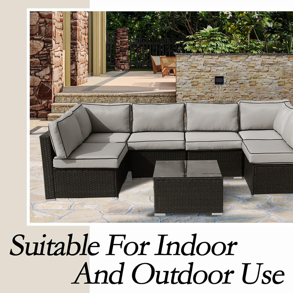 14Pieces Patio Cushion Covers Replacement Outdoor Couch Covers Splashproof UV...