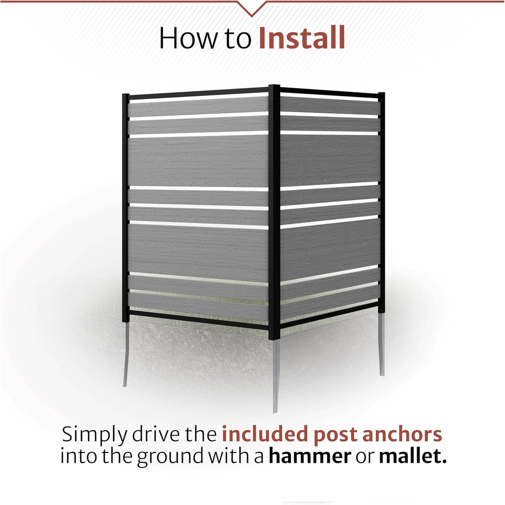 Enclo Vienna Privacy Screen, Charcoal Vinyl DIY No Dig Kit