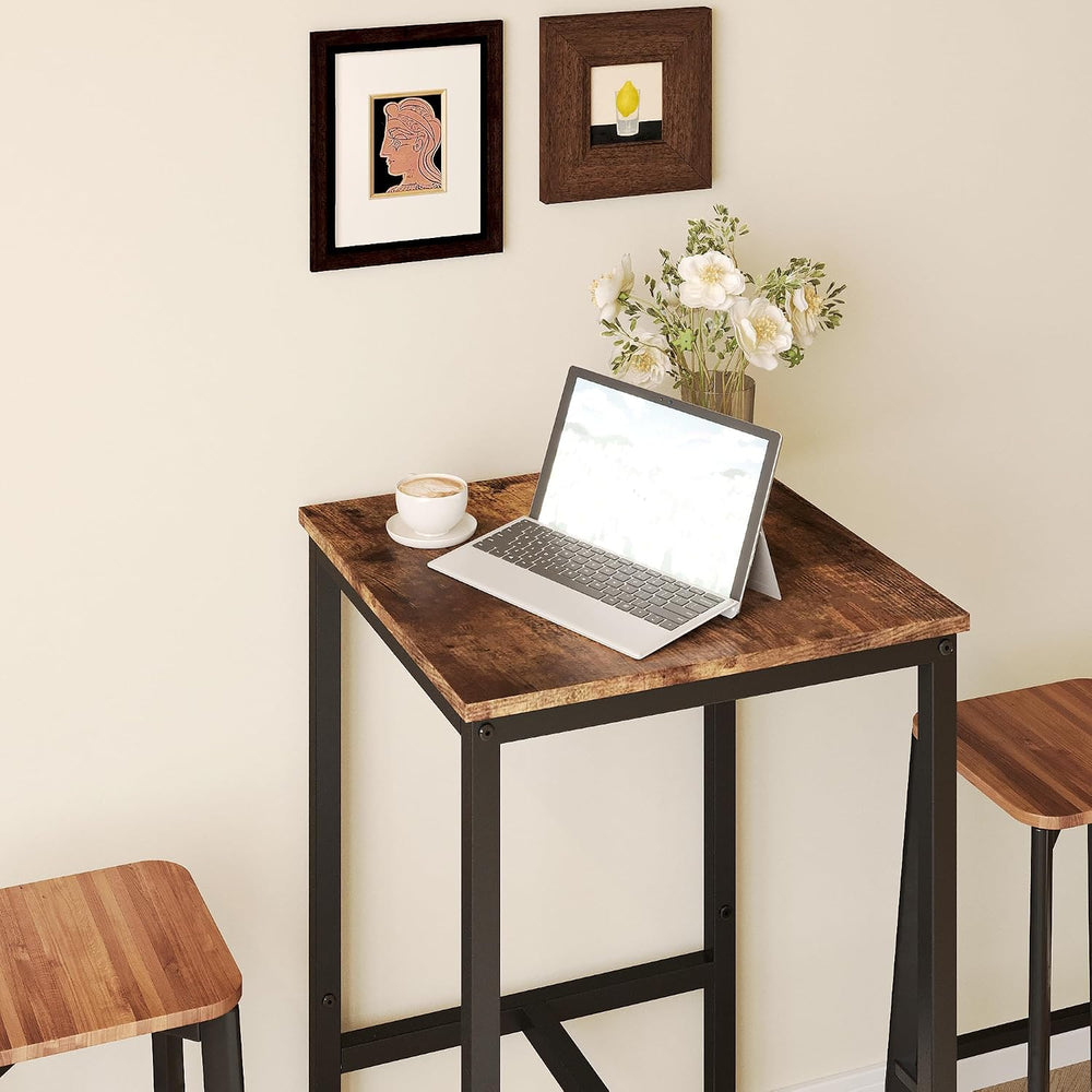 Lutown-Teen Square Bar Table, High Top Table - Industrial Metal Frame for Sma...